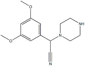 2-(3,5-dimethoxyphenyl)-2-(piperazin-1-yl)acetonitrile,,结构式