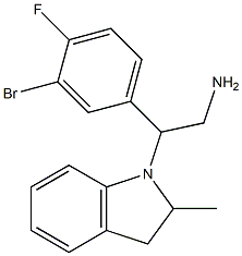 2-(3-bromo-4-fluorophenyl)-2-(2-methyl-2,3-dihydro-1H-indol-1-yl)ethan-1-amine Struktur