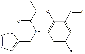 2-(4-bromo-2-formylphenoxy)-N-(furan-2-ylmethyl)propanamide Struktur