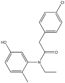 2-(4-chlorophenyl)-N-ethyl-N-(5-hydroxy-2-methylphenyl)acetamide 化学構造式