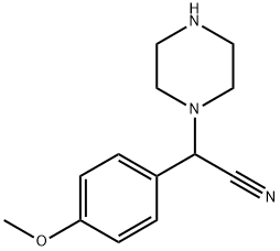 2-(4-methoxyphenyl)-2-(piperazin-1-yl)acetonitrile 化学構造式