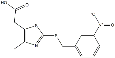 2-(4-methyl-2-{[(3-nitrophenyl)methyl]sulfanyl}-1,3-thiazol-5-yl)acetic acid,,结构式