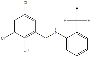 2,4-dichloro-6-({[2-(trifluoromethyl)phenyl]amino}methyl)phenol 化学構造式