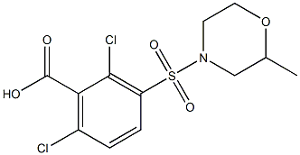 2,6-dichloro-3-[(2-methylmorpholine-4-)sulfonyl]benzoic acid 化学構造式