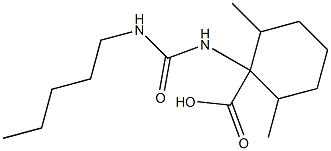 2,6-dimethyl-1-[(pentylcarbamoyl)amino]cyclohexane-1-carboxylic acid Structure