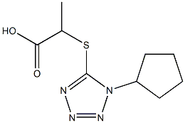 2-[(1-cyclopentyl-1H-tetrazol-5-yl)thio]propanoic acid,,结构式