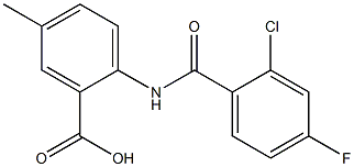 2-[(2-chloro-4-fluorobenzene)amido]-5-methylbenzoic acid Structure