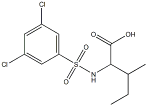 2-[(3,5-dichlorobenzene)sulfonamido]-3-methylpentanoic acid 化学構造式