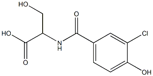 2-[(3-chloro-4-hydroxyphenyl)formamido]-3-hydroxypropanoic acid Struktur