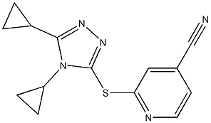 2-[(4,5-dicyclopropyl-4H-1,2,4-triazol-3-yl)sulfanyl]pyridine-4-carbonitrile Struktur