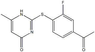 2-[(4-acetyl-2-fluorophenyl)sulfanyl]-6-methyl-1,4-dihydropyrimidin-4-one Structure