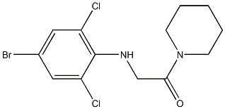 2-[(4-bromo-2,6-dichlorophenyl)amino]-1-(piperidin-1-yl)ethan-1-one,,结构式