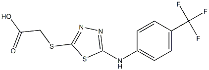 2-[(5-{[4-(trifluoromethyl)phenyl]amino}-1,3,4-thiadiazol-2-yl)sulfanyl]acetic acid,,结构式