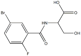 2-[(5-bromo-2-fluorobenzoyl)amino]-3-hydroxypropanoic acid 化学構造式