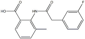 2-[2-(3-fluorophenyl)acetamido]-3-methylbenzoic acid Struktur