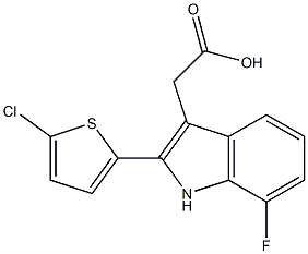 2-[2-(5-chlorothiophen-2-yl)-7-fluoro-1H-indol-3-yl]acetic acid Struktur