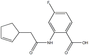 2-[2-(cyclopent-2-en-1-yl)acetamido]-4-fluorobenzoic acid 化学構造式