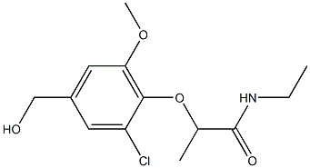 2-[2-chloro-4-(hydroxymethyl)-6-methoxyphenoxy]-N-ethylpropanamide 化学構造式