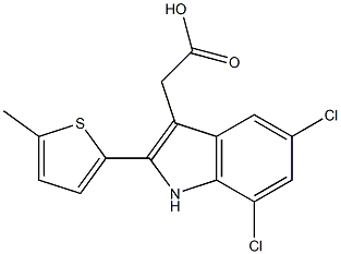 2-[5,7-dichloro-2-(5-methylthiophen-2-yl)-1H-indol-3-yl]acetic acid Structure