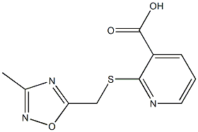 2-{[(3-methyl-1,2,4-oxadiazol-5-yl)methyl]sulfanyl}pyridine-3-carboxylic acid,,结构式