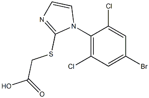 2-{[1-(4-bromo-2,6-dichlorophenyl)-1H-imidazol-2-yl]sulfanyl}acetic acid Struktur