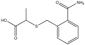 2-{[2-(aminocarbonyl)benzyl]thio}propanoic acid 化学構造式