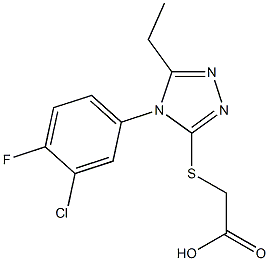 2-{[4-(3-chloro-4-fluorophenyl)-5-ethyl-4H-1,2,4-triazol-3-yl]sulfanyl}acetic acid,,结构式