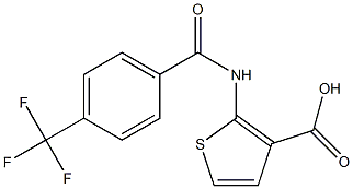 2-{[4-(trifluoromethyl)benzene]amido}thiophene-3-carboxylic acid Struktur