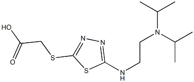 2-{[5-({2-[bis(propan-2-yl)amino]ethyl}amino)-1,3,4-thiadiazol-2-yl]sulfanyl}acetic acid 结构式