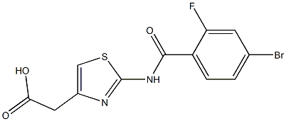 2-{2-[(4-bromo-2-fluorobenzene)amido]-1,3-thiazol-4-yl}acetic acid Struktur