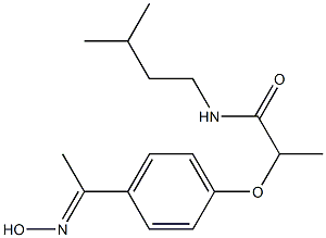 2-{4-[1-(hydroxyimino)ethyl]phenoxy}-N-(3-methylbutyl)propanamide Struktur