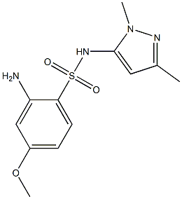 2-amino-N-(1,3-dimethyl-1H-pyrazol-5-yl)-4-methoxybenzene-1-sulfonamide 化学構造式