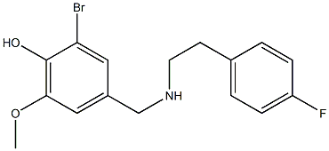 2-bromo-4-({[2-(4-fluorophenyl)ethyl]amino}methyl)-6-methoxyphenol Struktur