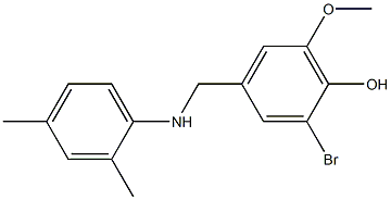 2-bromo-4-{[(2,4-dimethylphenyl)amino]methyl}-6-methoxyphenol 化学構造式