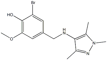 2-bromo-6-methoxy-4-{[(1,3,5-trimethyl-1H-pyrazol-4-yl)amino]methyl}phenol Structure