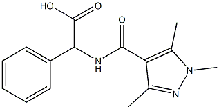 2-phenyl-2-[(1,3,5-trimethyl-1H-pyrazol-4-yl)formamido]acetic acid Struktur