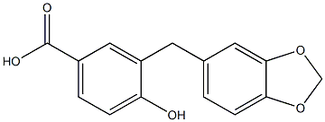 3-(1,3-benzodioxol-5-ylmethyl)-4-hydroxybenzoic acid Struktur