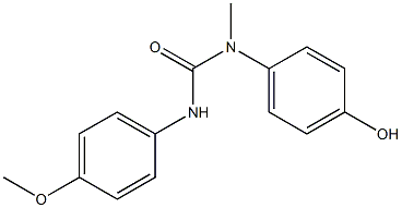 3-(4-hydroxyphenyl)-1-(4-methoxyphenyl)-3-methylurea Struktur