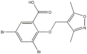 3,5-dibromo-2-[(3,5-dimethylisoxazol-4-yl)methoxy]benzoic acid,,结构式