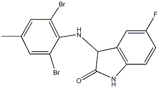 3-[(2,6-dibromo-4-methylphenyl)amino]-5-fluoro-2,3-dihydro-1H-indol-2-one,,结构式