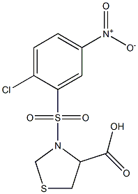 3-[(2-chloro-5-nitrobenzene)sulfonyl]-1,3-thiazolidine-4-carboxylic acid,,结构式
