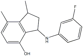 3-[(3-fluorophenyl)amino]-1,7-dimethyl-2,3-dihydro-1H-inden-4-ol Struktur