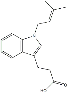 3-[1-(3-methylbut-2-en-1-yl)-1H-indol-3-yl]propanoic acid Struktur