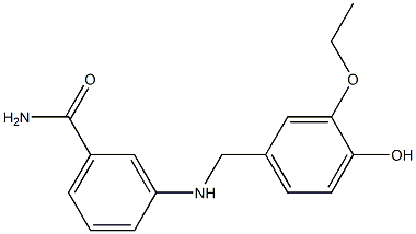 3-{[(3-ethoxy-4-hydroxyphenyl)methyl]amino}benzamide Struktur