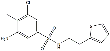 3-amino-5-chloro-4-methyl-N-[2-(thiophen-2-yl)ethyl]benzene-1-sulfonamide 结构式