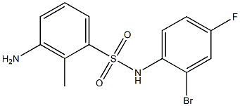 3-amino-N-(2-bromo-4-fluorophenyl)-2-methylbenzene-1-sulfonamide 化学構造式