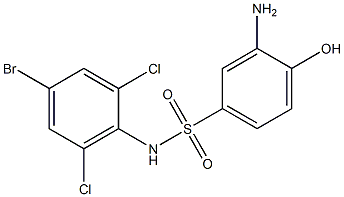 3-amino-N-(4-bromo-2,6-dichlorophenyl)-4-hydroxybenzene-1-sulfonamide Struktur