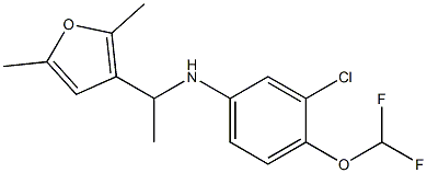 3-chloro-4-(difluoromethoxy)-N-[1-(2,5-dimethylfuran-3-yl)ethyl]aniline Struktur