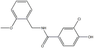3-chloro-4-hydroxy-N-[(2-methoxyphenyl)methyl]benzamide,,结构式