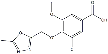 3-chloro-5-methoxy-4-[(5-methyl-1,3,4-oxadiazol-2-yl)methoxy]benzoic acid,,结构式